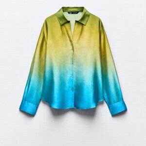 ZARA SATIN EFFECT TIE DYE SHIRT